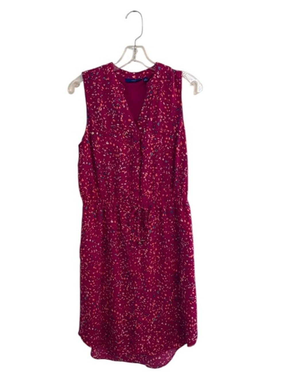 APT.9 Women Sleeveless Waist Tie Shirt Dress Spring Summer Pink Sz Small